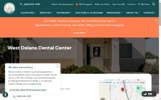 Clinica Sierra Vista - West Delano Dental Center website