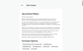 BOLD Pilates website