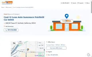 Cost-U-Less Insurance of Fairfield website