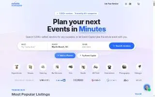 Events in Minutes website