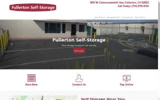 Fullerton Self Storage website