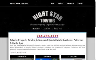 Night Star Towing website
