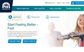 PIH Health Family Medicine - Hacienda Heights website