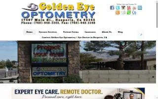 Golden Eye Optometry website