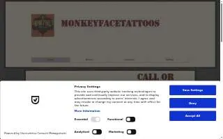 Monkey Face Tattoos website