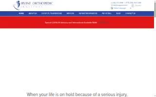 Irvine Orthopedics website