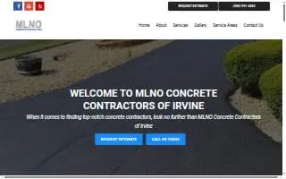 MLNO Concrete Contractors of Irvine website