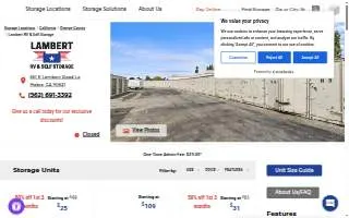Lambert RV & Self Storage website