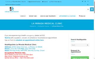 Healthpointe La Mirada Physical Therapy website