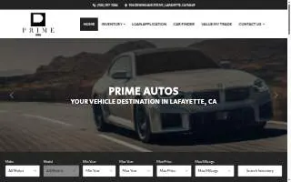 Prime Autos of Lafayette website