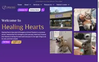 Healing Hearts Emergency Animal Hospital website