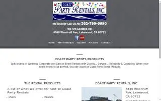 Coast Party Rentals Inc. website