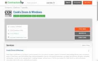 Cook's Doors & Windows website