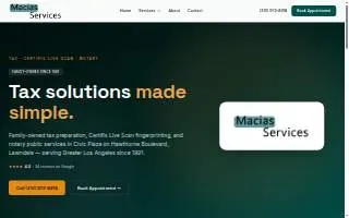 Macias Services, Tax, Notary Public & Live SCAN Services website