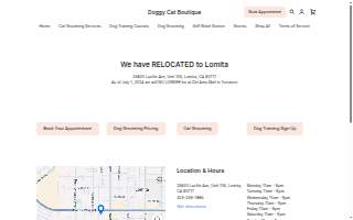 Doggy Cat Boutique Pet Spa & Training website