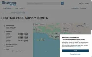 Heritage Pool Supply of Lomita website