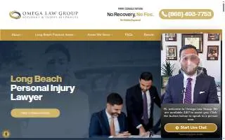 Omega Law Group Accident & Injury Attorneys of Long Beach website