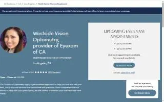 Westside Vision Optometry, provider of Eyexam of CA website