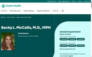 Becky L. Wallin, M.D. MPH website