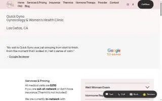 Quick Gyno - Gynecology & Women's Health Clinic website