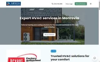 Aryco HVAC website