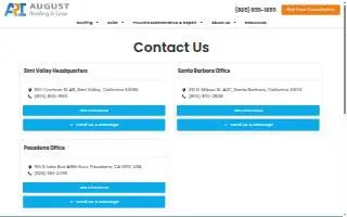 August Roofing & Solar of Moorpark website