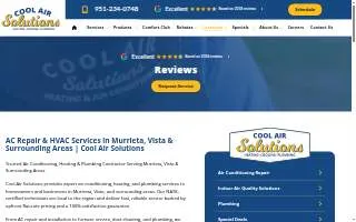 Cool Air Solutions Heating and Air Conditioning website