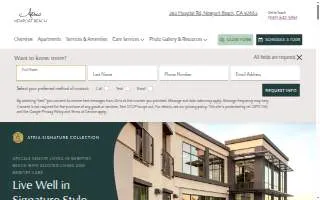 Atria Newport Beach website