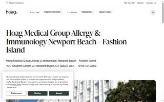 Hoag Medical Group Allergy & Immunology - Newport Beach website