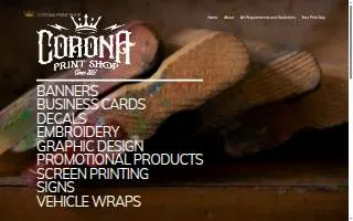 Corona Print Shop website
