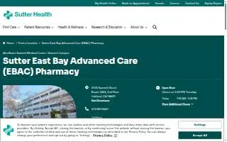 Sutter East Bay Advanced Care (EBAC) Pharmacy website