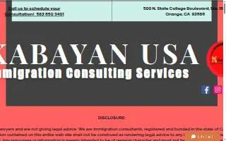 Kabayan USA Immigration Consulting Service website