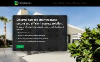 Ethos Escrow Inc. website