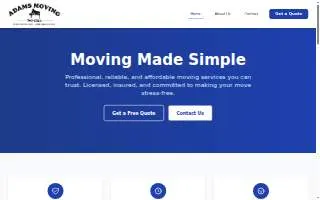 Adams Moving website