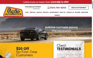 Empire Automotive of Petaluma website