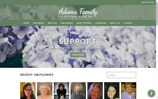 Adams Family Homes website