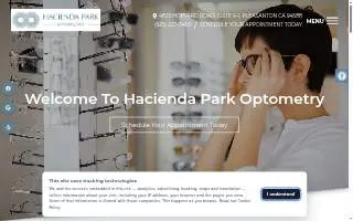 Hacienda Park Optometry website