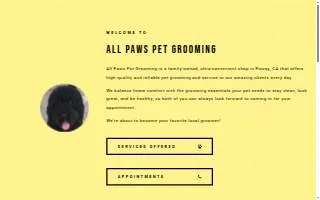 All Paws Pet Grooming website