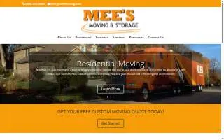Mee's Moving & Storage website