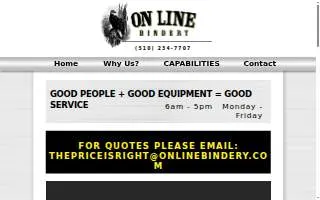 On Line Bindery website