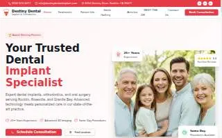 Destiny Dental Implant and Orthodontics website