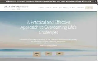 Clear Mind Counseling San Diego website