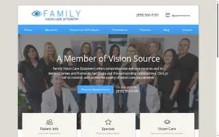 Family Vision Care Optometry of San Diego website