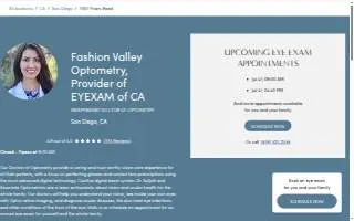 Fashion Valley Optometry, Provider of EYEXAM of CA website