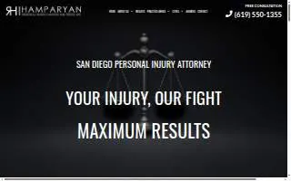 Hamparyan Personal Injury Lawyers San Diego, APC website