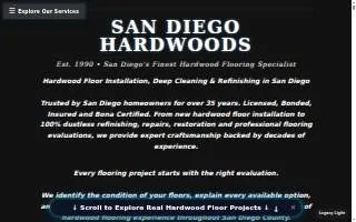 San Diego Hardwoods Dustless Hardwood and Bamboo Floor Refinishing Installation Repairs and Deep Cleaning website