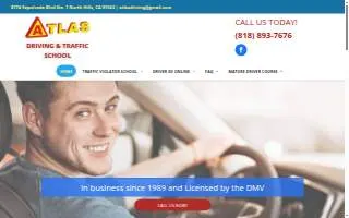 Atlas Driving & Traffic School website