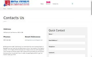 Bay Area Refrigeration Services website