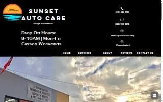 Sunset Auto Care website