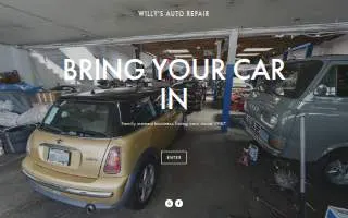 Willy's Auto Repair Shop website